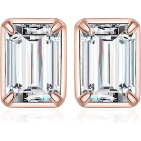 JewelryPalace Emerald Cut 1ct Cubic Zirconia Solitaire Stud Earrings for Women, 925 Sterling Silver 14k White Yellow Rose Gold Plated Earrings for Her, Classic Simulated Diamond Earrings Jewelry Sets