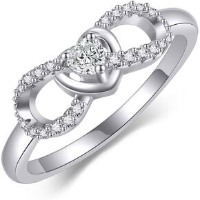 AXOMY Infinity Ring 925 Sterling Silver Heart Cubic Zirconia Eternity Promise Ring for Her BFF Friendship Ring Infinity Jewelry Gifts for Women Girls