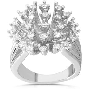 HAIXIAN Blooming Flower Ring,Platinum plated Cubic Zirconias Dandelion Floral Statement Ring Jewelry Gift for Women Girls