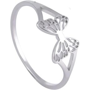 tenghong2021 Fashion Dainty Butterfly Ring Stainless Steel Classic Style for Women Girls Best Gift for Birthday Christmas Valentine's Day