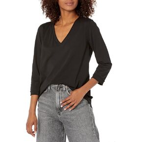 NIC+ZOE Women's 3/4 Sleeve Roll V Tee in Kuwait