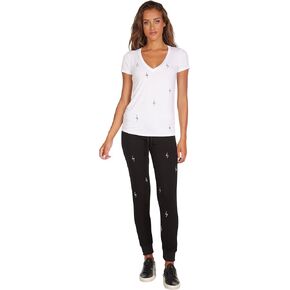 Kendrick Short Sleeve V-Neck Tee with Electric Bolt Crystals