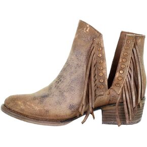 Circle G Womens Q5090 Studded Boots Ankle Low Heel 1-2" - Brown