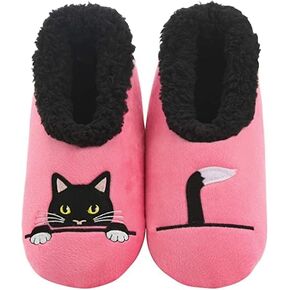 Snoozies Pairable Slipper Socks | Cozy and Fun House Slippers for Women, Fuzzy Slipper Socks |ith Unique Designs, Non Slip Socks - Peek-A-Boo - Pink - Large