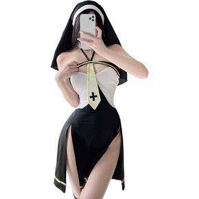 SNOMYRS Sexy Nun Costume Anime Cosplay Lingerie Nun Dress Devil Goth Cheongsam Qipao Maid Outfit Kawaii Lingerie Halloween Costumes in Saudi Arabia