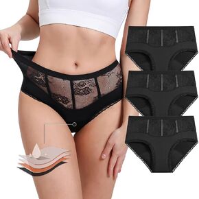 Mordlanka Period Underwear for Women High Waisted Lace Menstrual Period Panties with Middle Absorbency