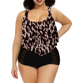 Sovoyontee Women Plus Size Ruffles High Waisted Swimsuit Bikini Sets Bathing Suit