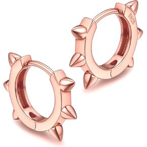 ChicSilver 925 Sterling Silver Cubic Zirconia Small Huggie Hoop Earrings for Women, Diameter 10MM, Silver/Gold/Rose Gold in Kuwait