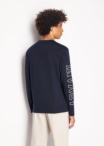 تيشيرت A｜X ARMANI EXCHANGE للرجال ذو قصة عادية ورقبة دائرية وأكمام طويلة in Saudi Arabia