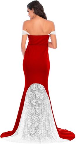 فستان ZIUMUDY للحمل بدون أكتاف للتصوير الفوتوغرافي من الدانتيل لالتقاط الصور في حفل استقبال المولود الجديد in Kuwait