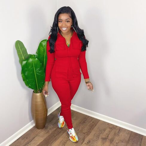 VOIKERDR إمرأة بذلة طويلة الأكمام بذلة عارضة رومبير حللا للنساء أنيق عارضة رومبير ثوب بودي كون in Kuwait