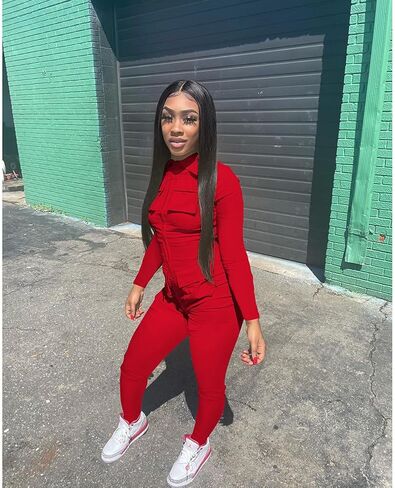 VOIKERDR إمرأة بذلة طويلة الأكمام بذلة عارضة رومبير حللا للنساء أنيق عارضة رومبير ثوب بودي كون in Kuwait