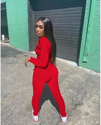 VOIKERDR إمرأة بذلة طويلة الأكمام بذلة عارضة رومبير حللا للنساء أنيق عارضة رومبير ثوب بودي كون in Kuwait