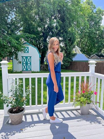 بدلة قفز نسائية صيفية كاجوال من STYLEWORD، زر خصر مرن برباط مع جيوب in Kuwait