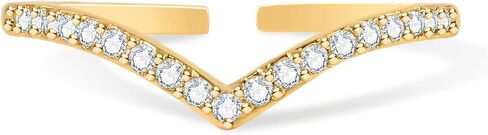 BZEBI Stacking Adjustable Ring Chevron Classic V shape 18K Gold Plated Ring For Women Girl Stacking Jewelry Gift in Saudi Arabia