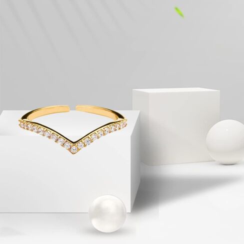 BZEBI Stacking Adjustable Ring Chevron Classic V shape 18K Gold Plated Ring For Women Girl Stacking Jewelry Gift in Saudi Arabia