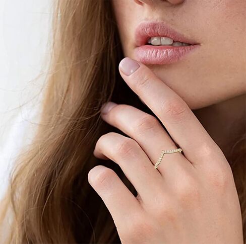 BZEBI Stacking Adjustable Ring Chevron Classic V shape 18K Gold Plated Ring For Women Girl Stacking Jewelry Gift in Saudi Arabia