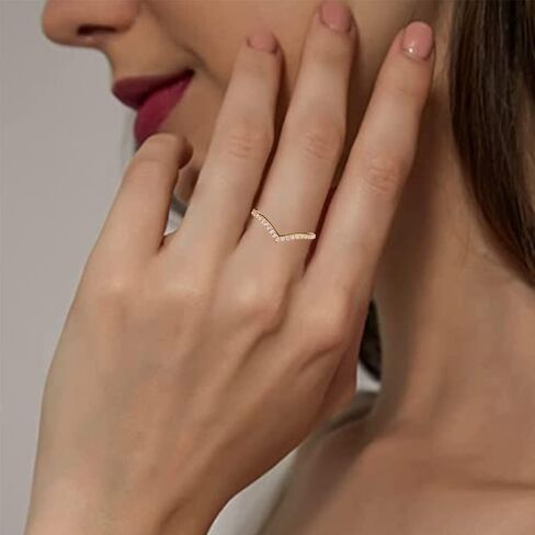 BZEBI Stacking Adjustable Ring Chevron Classic V shape 18K Gold Plated Ring For Women Girl Stacking Jewelry Gift in Saudi Arabia