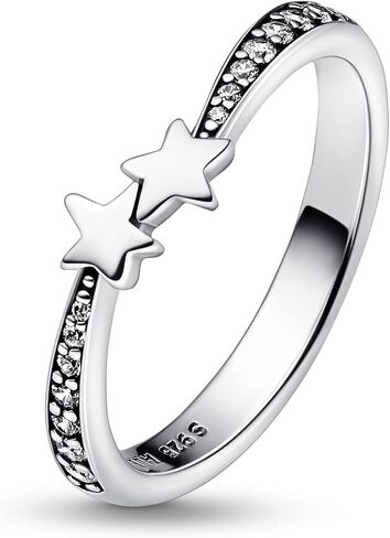 Pandora Shooting Stars Sparkling Ring - Celestial Ring for Women - Layering or Stackable Ring - Sterling Silver with Clear Cubic Zirconia - Size 7 in Saudi Arabia