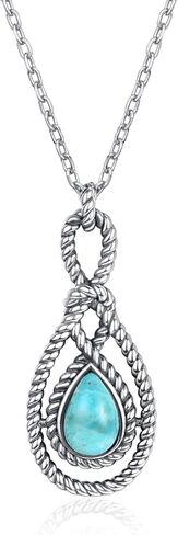 قلادة TUNGSTORY الفيروزية للنساء عقدة سلتيك قلادة مع سلسلة كابل 18 بوصة هدية عيد ميلاد لها in Kuwait