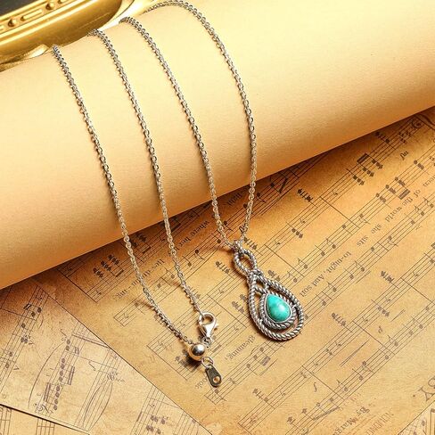 قلادة TUNGSTORY الفيروزية للنساء عقدة سلتيك قلادة مع سلسلة كابل 18 بوصة هدية عيد ميلاد لها in Kuwait