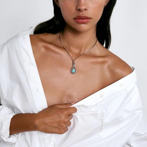قلادة TUNGSTORY الفيروزية للنساء عقدة سلتيك قلادة مع سلسلة كابل 18 بوصة هدية عيد ميلاد لها in Kuwait