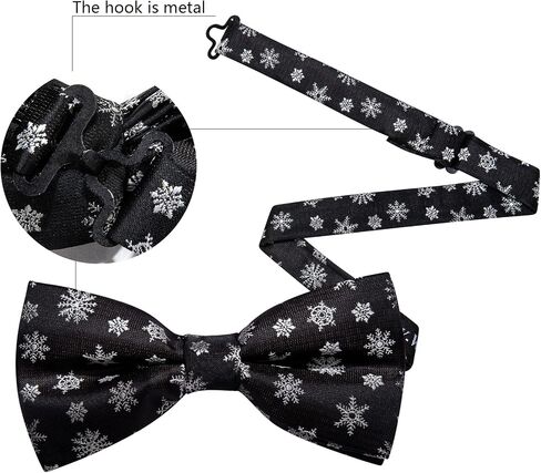 Barry.Wang Mens Christmas Pre-Tied Bow Tie Holiday Festival Vacation Xmas Bowties Pocket Square Cufflinks in Saudi Arabia