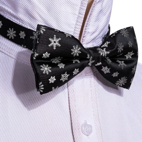Barry.Wang Mens Christmas Pre-Tied Bow Tie Holiday Festival Vacation Xmas Bowties Pocket Square Cufflinks in Saudi Arabia