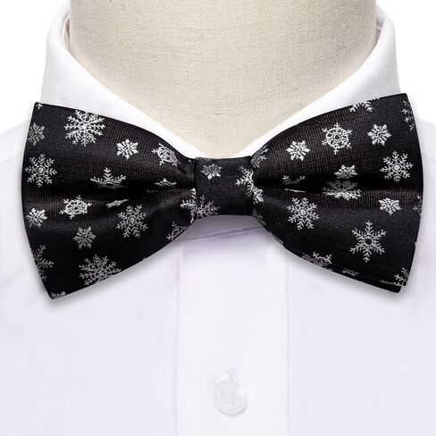 Barry.Wang Mens Christmas Pre-Tied Bow Tie Holiday Festival Vacation Xmas Bowties Pocket Square Cufflinks in Saudi Arabia
