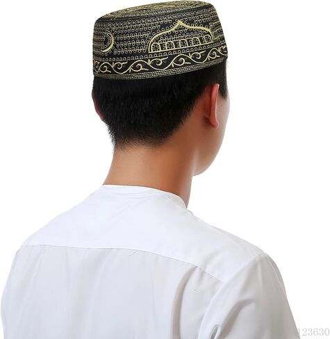 TINAYAUE Men Muslim Prayer Topi Hat Saudi Adult Islamic Worship Headwear Eid Ramadan Kufi Hat Mosque Madrassa Egyptian Hat in Saudi Arabia