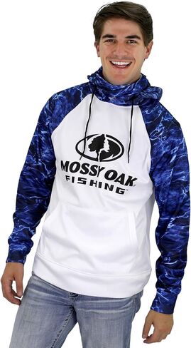 سترة بغطاء رأس لصيد الأسماك للرجال من Mossy Oak، سترة مموهة للحماية من أشعة الشمس فوق البنفسجية مع عامل حماية من أشعة الشمس فوق البنفسجية مع قناع للوجه in Saudi Arabia