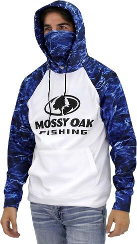 سترة بغطاء رأس لصيد الأسماك للرجال من Mossy Oak، سترة مموهة للحماية من أشعة الشمس فوق البنفسجية مع عامل حماية من أشعة الشمس فوق البنفسجية مع قناع للوجه in Saudi Arabia