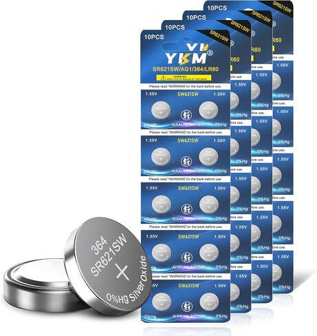 YKM SR621SW 364 Watch Batteries 10 Pack 1.55V Silver Oxide Button Cells in Kuwait