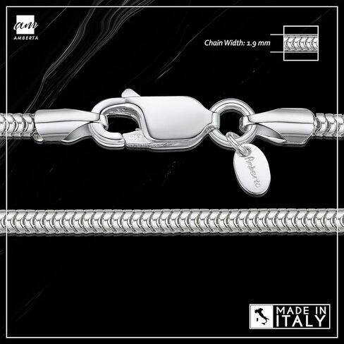 أمبرتا 925 الفضة الاسترليني 1.9 ملم سلسلة الأفعى قلادة أنماط مختلفة in Kuwait