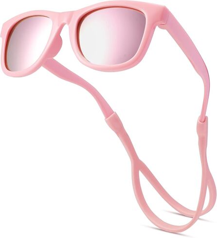 Baby Sunglasses with Strap Polarized Bendable Flexible Infant Sunglasses for Toddlers Newborns 0-24 Months in Saudi Arabia