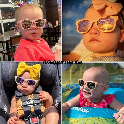 Baby Sunglasses with Strap Polarized Bendable Flexible Infant Sunglasses for Toddlers Newborns 0-24 Months in Saudi Arabia