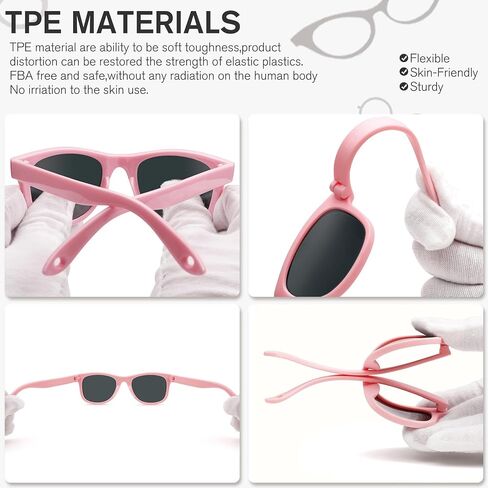 Baby Sunglasses with Strap Polarized Bendable Flexible Infant Sunglasses for Toddlers Newborns 0-24 Months in Saudi Arabia