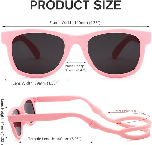 Baby Sunglasses with Strap Polarized Bendable Flexible Infant Sunglasses for Toddlers Newborns 0-24 Months in Saudi Arabia