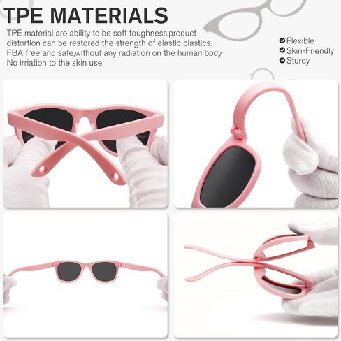 Baby Sunglasses with Strap Polarized Bendable Flexible Infant Sunglasses for Toddlers Newborns 0-24 Months in Saudi Arabia