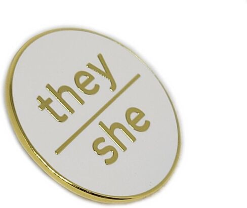 They She Pronoun Pin White & Gold Hard Enamel Pronoun Button | Lowercase Modern Minimalist Pronoun Pn in Saudi Arabia