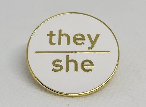 They She Pronoun Pin White & Gold Hard Enamel Pronoun Button | Lowercase Modern Minimalist Pronoun Pn in Saudi Arabia