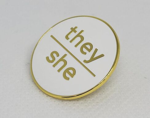 They She Pronoun Pin White & Gold Hard Enamel Pronoun Button | Lowercase Modern Minimalist Pronoun Pn in Saudi Arabia