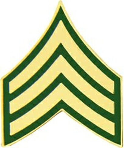 US Army E-5/SGT Sergeant Lapel Pin or Hat Pin, Green, Gold, 1" in Saudi Arabia