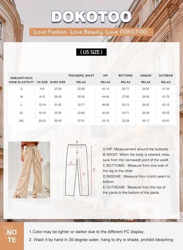 Dokotoo Casual Wide Leg Pants for Women Elastic High Waist Tie Solid Lounge Pants with Pockets in Saudi Arabia