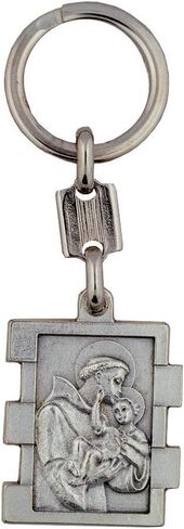 Saint Anthony Keychain | Silver-Tone Metal | Patron Saint of Lost Things | Great Catholic Gift for First Holy Communion and Confirmation | Christian Keyring Accessory | Made in Italy in Saudi Arabia