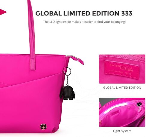حقيبة يد نسائية من سويس ديزاين كاتي روز ان جي، حقيبة يد داخلية بإضاءة LED بمقبض علوي أنيق للسفر والعمل in Kuwait