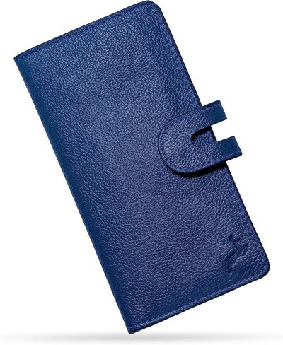 DEERHANDMADE Slim Long Travel Leather Wallet (Cash Wallet, Holds 15-18 Cards, 4 Flat Pockets, 1 ID Windows) Wallet Card Holder with 3 Years Warranty; A Perfect Bifold Wallet Gift. (Citrine Edition) in Saudi Arabia