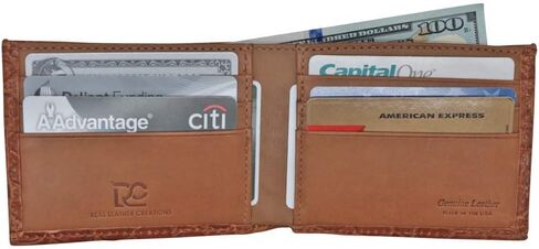 محفظة كونياك من الجلد الطبيعي - طباعة التمساح - حجب RFID - المصنع الأمريكي مباشرة - طي فاتورة نحيفة - صنع في الولايات المتحدة الأمريكية FBA1122 in Kuwait