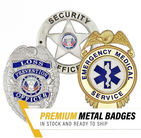 Hero's Pride Security Officer Badge, LAPD Style Enameled & Plated, 5PC Pin Catch Design, Standard Issue Badge Size in Saudi Arabia