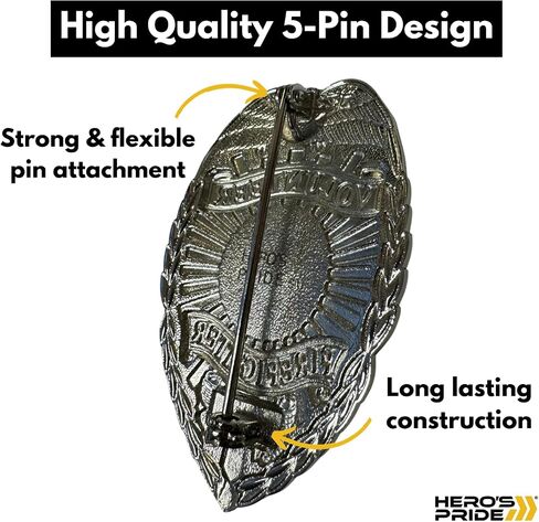 Hero's Pride Security Officer Badge, LAPD Style Enameled & Plated, 5PC Pin Catch Design, Standard Issue Badge Size in Saudi Arabia
